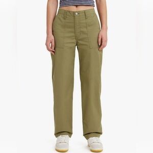 Levis Womens '94 Baggy Pants Size 32 Utility Army Green Relaxed Cotton Relaxed